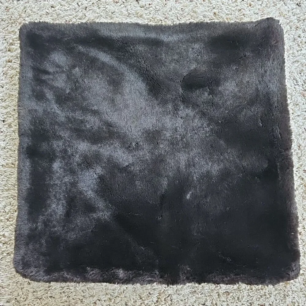 Vintage Pottery Barn Faux Fur Pillow Cover Black Brown Espresso Lux Goth Glam